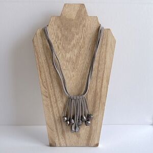 Gray Boho Necklace with imitation pearls NWT